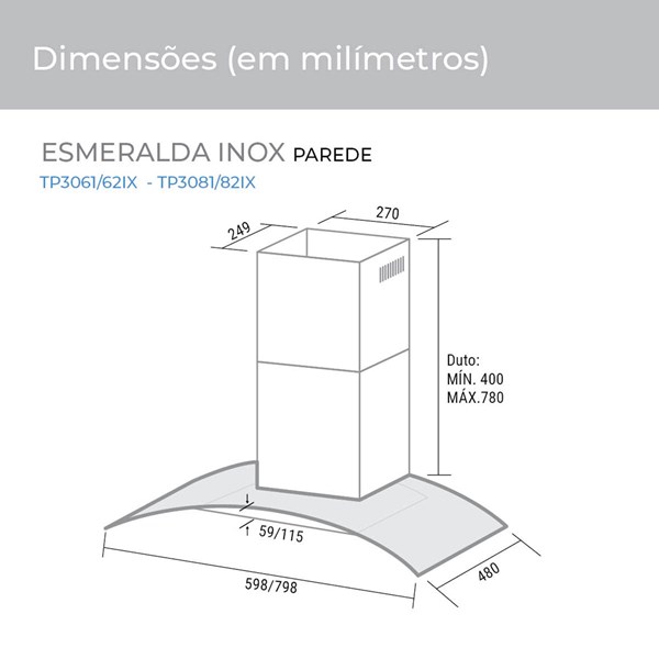 Coifa Esmeralda 60 cm Suggar - Imagem principal - 85d94f61-059f-4ff3-8b0b-f075303e8e15