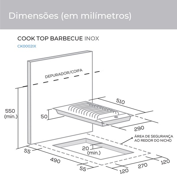 Cooktop Elétrico Inox Barbecue Churrasqueira com Grelha - Imagem principal - 47a59add-fced-4c06-b256-e9fe7c4f3418