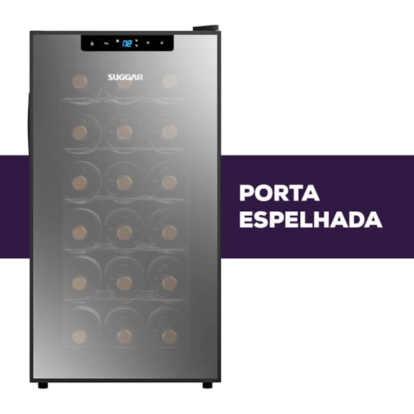 Adega Climatizada Cannes 18 Garrafas Preta Suggar - Imagem principal - aa91c6df-9525-4263-9d00-93ddaf126d43
