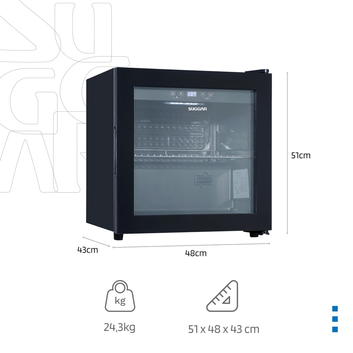 Cervejeira Suggar 48L Preta com Porta de Vidro - Imagem principal - 25e54f08-34f4-47e1-ab77-504e54e1d381