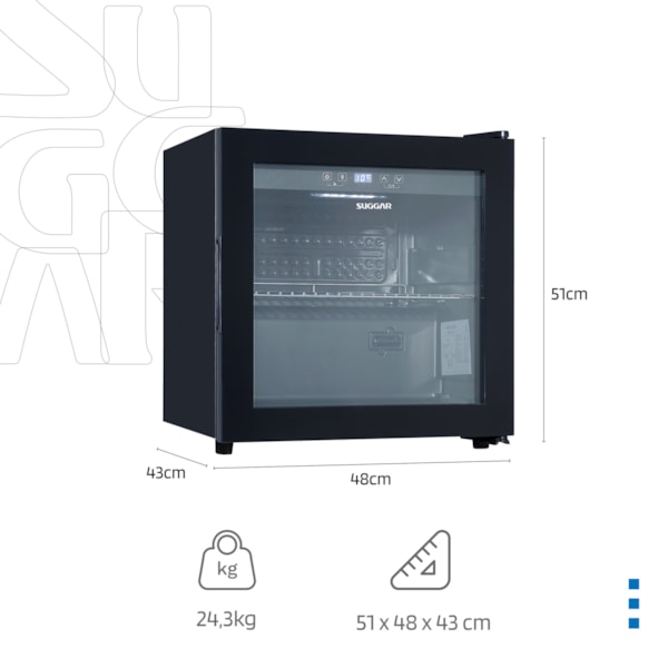 Cervejeira Suggar 48L Preta com Porta de Vidro - Imagem principal - 92fdfcc0-2478-4a29-a11c-eeba681fae9f