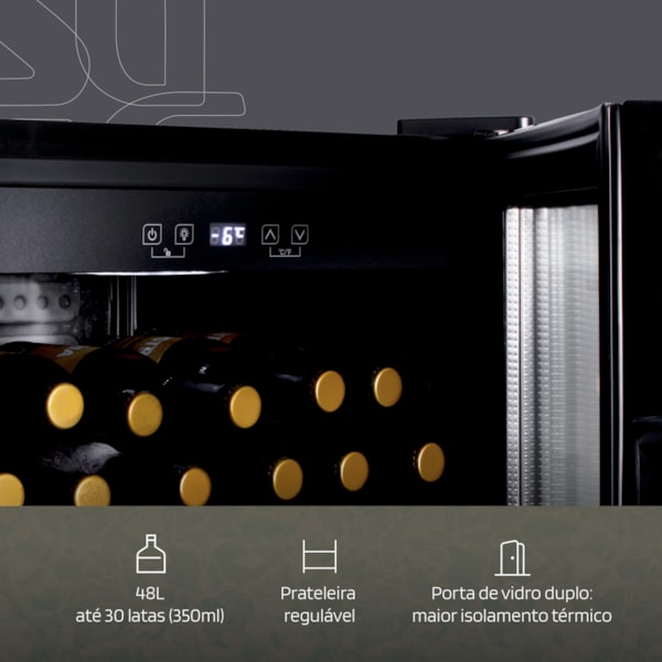 Cervejeira Suggar 48L Preta com Porta de Vidro - Imagem principal - d2934387-5716-4dfb-bf49-c4e46e1d507e