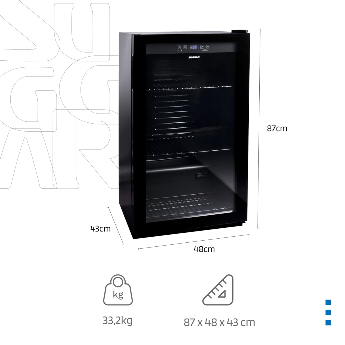 Cervejeira Suggar 98L Preto Porta de Vidro - Imagem principal - b44f7076-f420-4293-95d8-aa066cf23e34