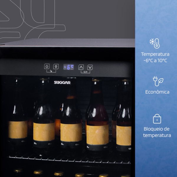 Cervejeira Suggar 98L Preto Porta de Vidro - Imagem principal - 386b186a-26fa-4f09-83ea-516cbebeb20e
