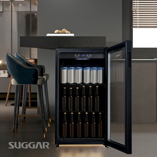 Cervejeira Suggar 98L Preto Porta de Vidro - Imagem principal - 991ecd84-2333-4d06-aa53-28427e44047b