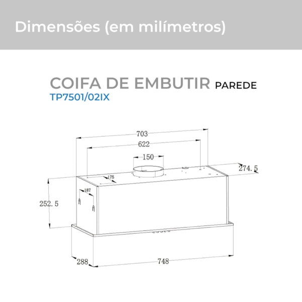 Coifa de Embutir 75 Centimetros Inox Suggar - Imagem principal - 5b0da0e4-4978-4a22-a497-4989f407f5b6
