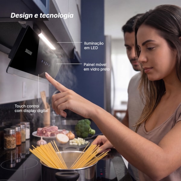 Coifa de Embutir Suggar Titanium Touch 60 Cm com Painel Móvel - Imagem principal - e30d28b1-12bd-47e7-b3bb-962c5afc52db