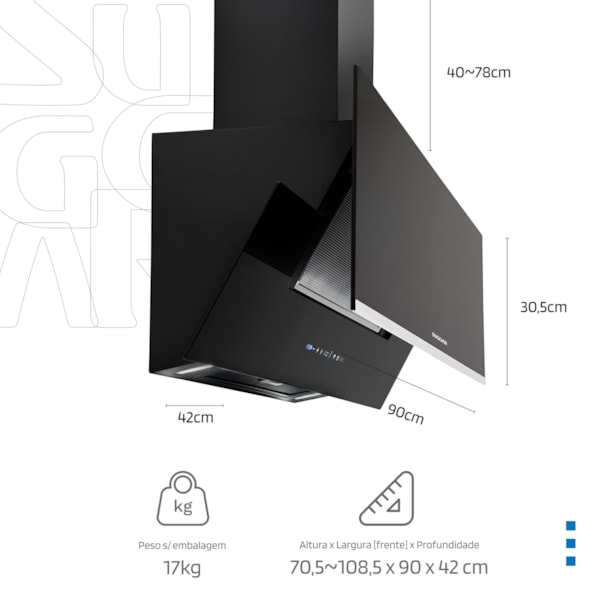 Coifa de Parede Onix 90cm Preta - Imagem principal - 522159af-7a19-42f8-ab52-61fef95764f6