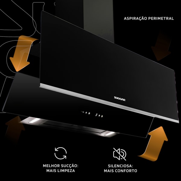 Coifa Onix 90cm  Preto - Imagem principal - 89ae2fc8-5242-48ee-a75b-cdb54cf69271