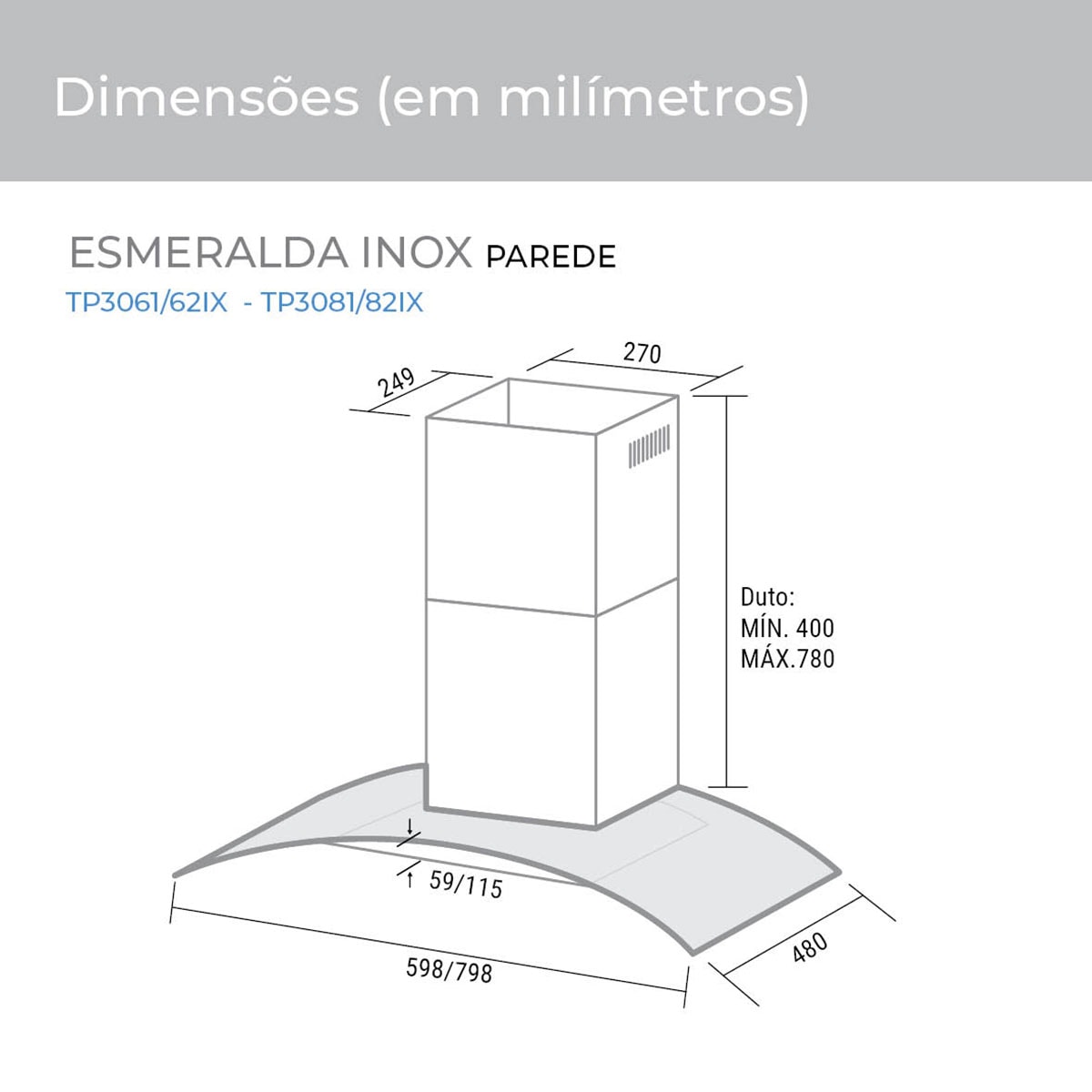 Coifa Parede Esmeralda 80 Cm Suggar - Imagem principal - 3ec1c93f-9a28-484d-ac16-84211bb068c1