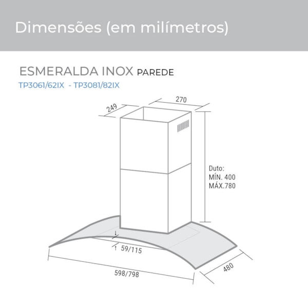 Coifa Parede Esmeralda 80 Cm Suggar - Imagem principal - 495f2757-fcf9-4d4b-ba49-685de3fc471a