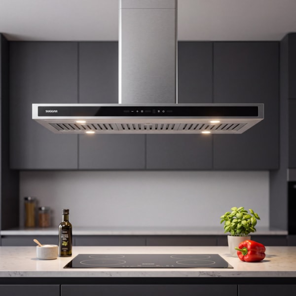 Coifa Safira Ilha Suggar Inox 90cm - Imagem principal - 3780d54e-7126-4d6a-ab0b-2502c62ca1b5