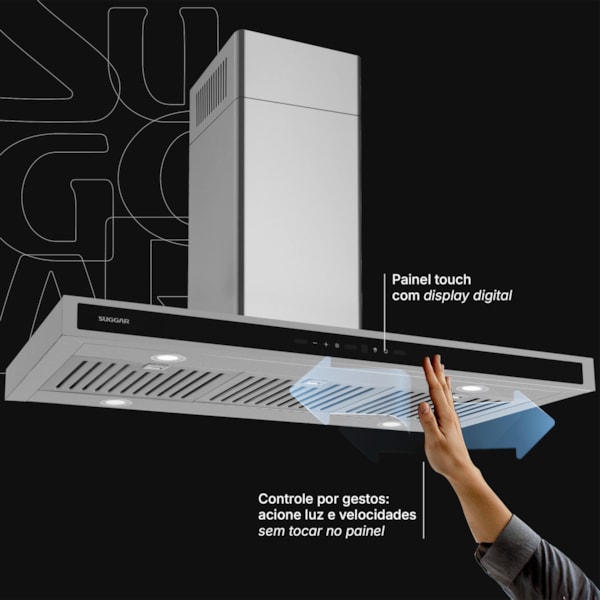 Coifa Safira Ilha Suggar Inox 90cm - Imagem principal - 304de2f1-4892-4235-bb28-ac9d5026d974