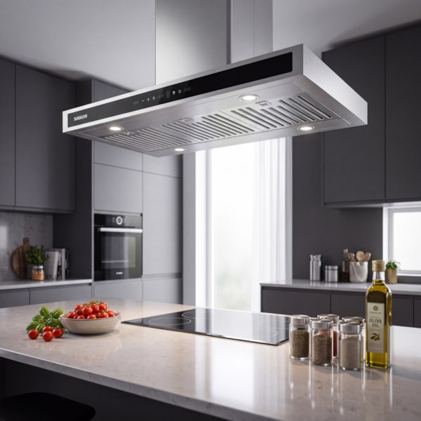 Coifa Safira Ilha Suggar Inox 90cm - Imagem principal - 43889fdd-3ab4-445c-8fc3-e35321b8011a