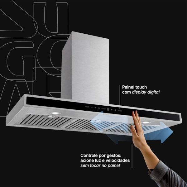 Coifa Safira Parede Suggar Inox 90cm - Imagem principal - 428998ba-210f-4242-8300-6c5d05618ac8