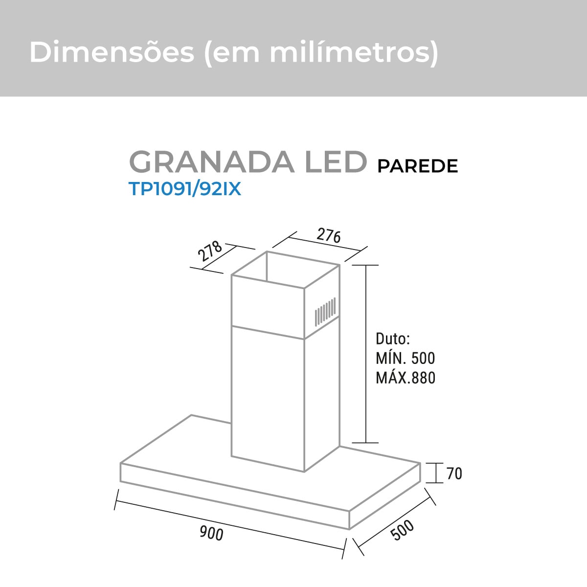Coifa Suggar Granada LED 90CM Suggar - Imagem principal - ad99acef-1ae1-449e-b518-401cf2e13921