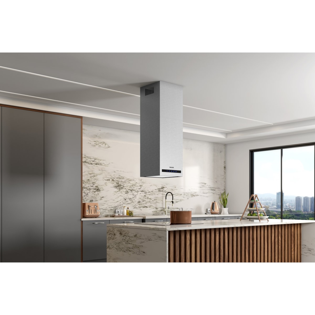 Coifa Suggar Ilha Quadrada Opala LED Inox - Imagem principal - 5bfe4871-ebb5-4214-a761-14cd15215db6