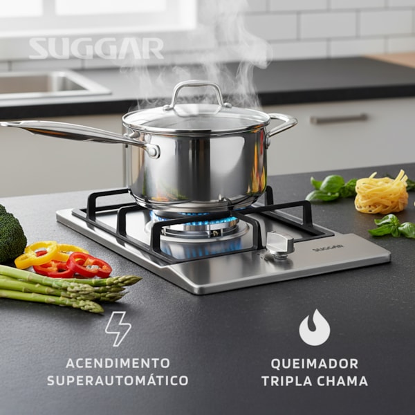 Cooktop a gás 1 boca Inox Bivolt - Imagem principal - 190e6f87-edda-41c6-9740-ba535cffff78