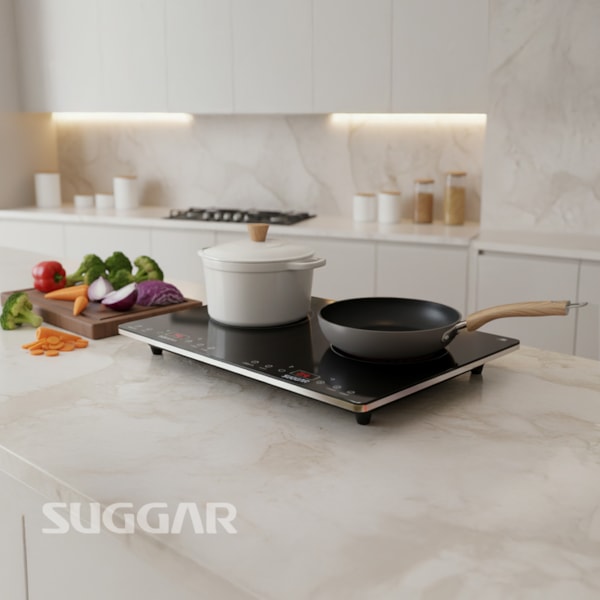Cooktop Portátil de Indução 2 Zonas Preto - Imagem principal - ef162feb-a516-4cfd-bbcd-c407d4fd11b0