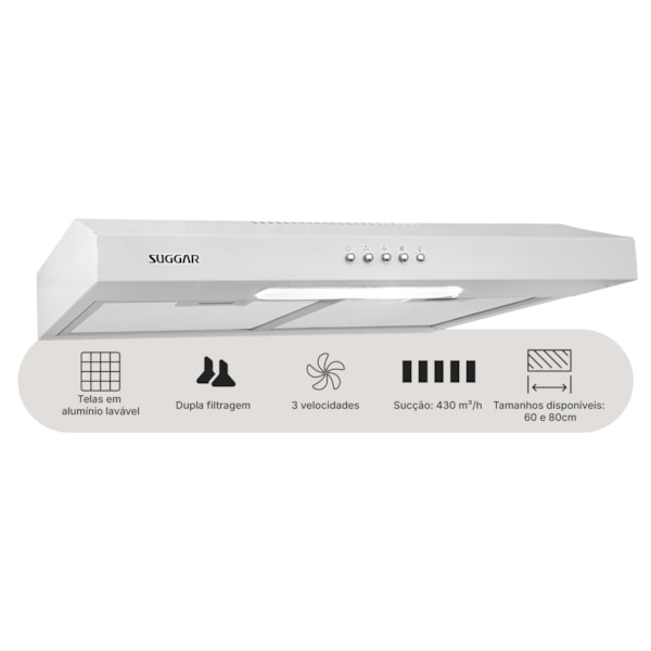 Depurador de ar Slim 60 Cm Branco Suggar - Imagem principal - c693867f-acbb-4a8e-8a63-0a04c70cb841