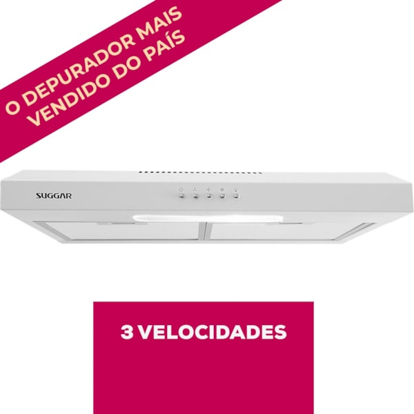 Depurador de ar Slim 60 Cm Branco Suggar - Imagem principal - a573a66b-1192-4ec6-9033-0c8cca5e8636