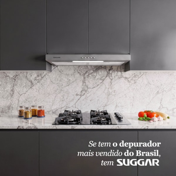 Depurador de ar Slim 60 Cm Prata Suggar - Imagem principal - 13640201-8b51-4aa1-91c6-bb3ea08521d1