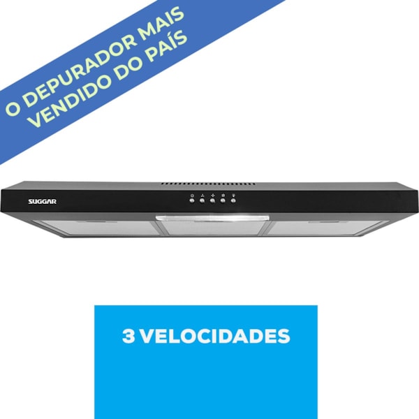 Depurador de ar Slim 80 Cm Preto Suggar - Imagem principal - 3374f5f9-a257-4090-b135-c64f25080363
