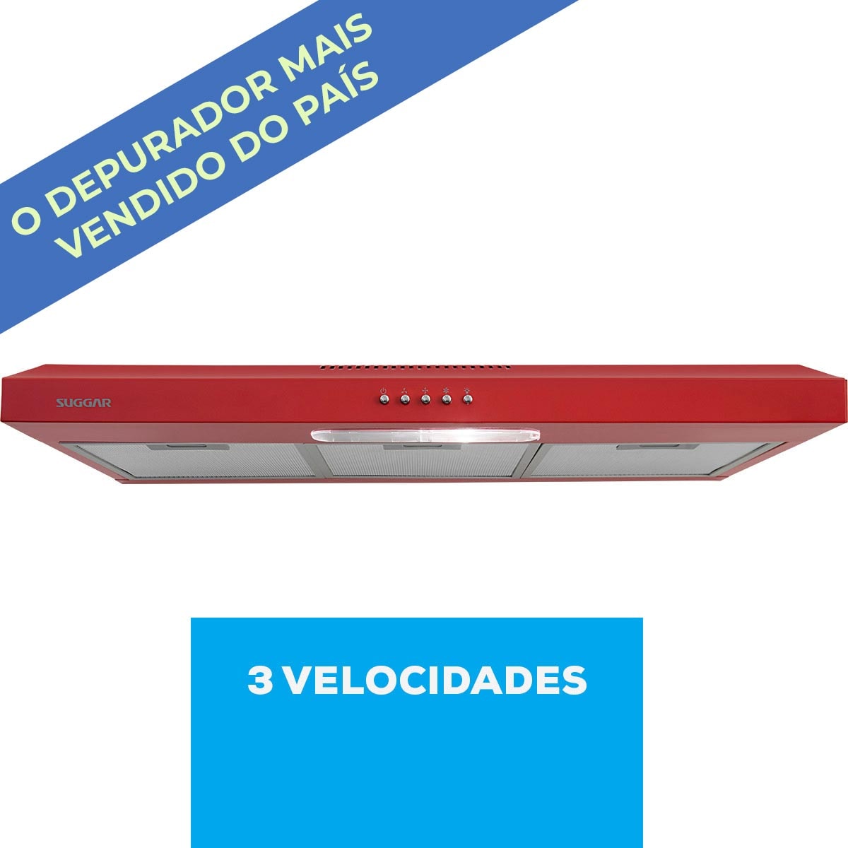 Depurador de ar Slim 80 Cm Vermelho Suggar - Imagem principal - 3495c4fb-0591-45a6-94c1-22d95baa38bf