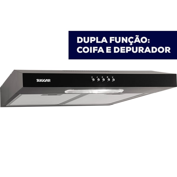 Depurador e Exaustor de ar Slim 60 Cm Preto Suggar - Imagem principal - cc893c95-b463-4834-ba1d-c21ba0a3b4cc