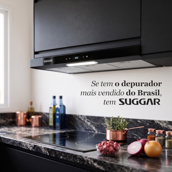 Depurador e Exaustor de ar Slim Touch 80 Cm Preto Suggar - Imagem principal - 69c40e8b-6b0e-4e3b-ab7e-39704cb670cc
