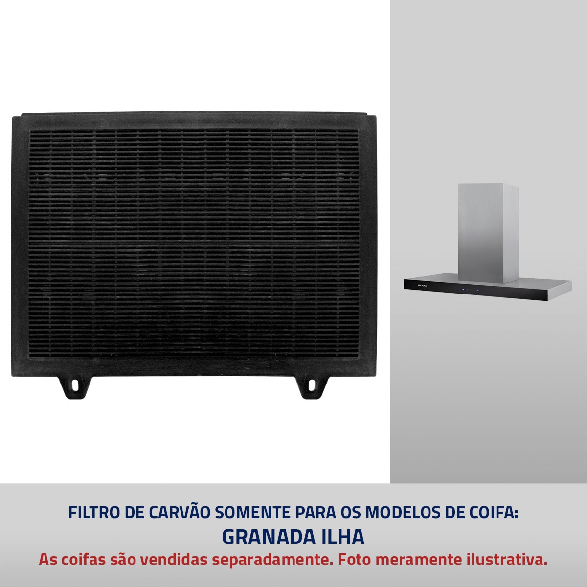 Filtro de carvão para Coifa Granada Ilha - 5f743979-2c02-4fff-ba6f-ef9849d02156