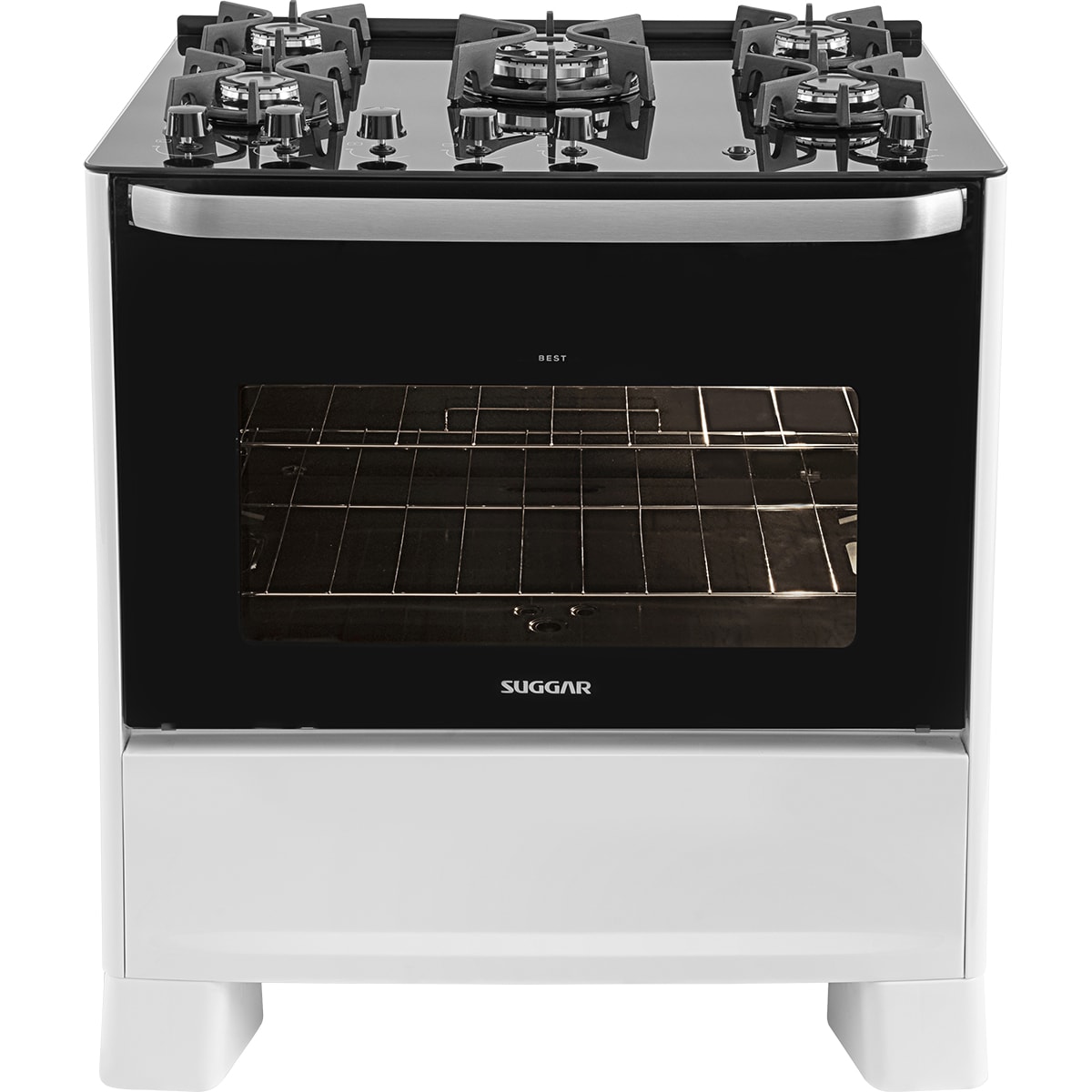 Fogão 5 Bocas Suggar Best Grill Branco Mesa em Vidro - 220v - Fgv506br2