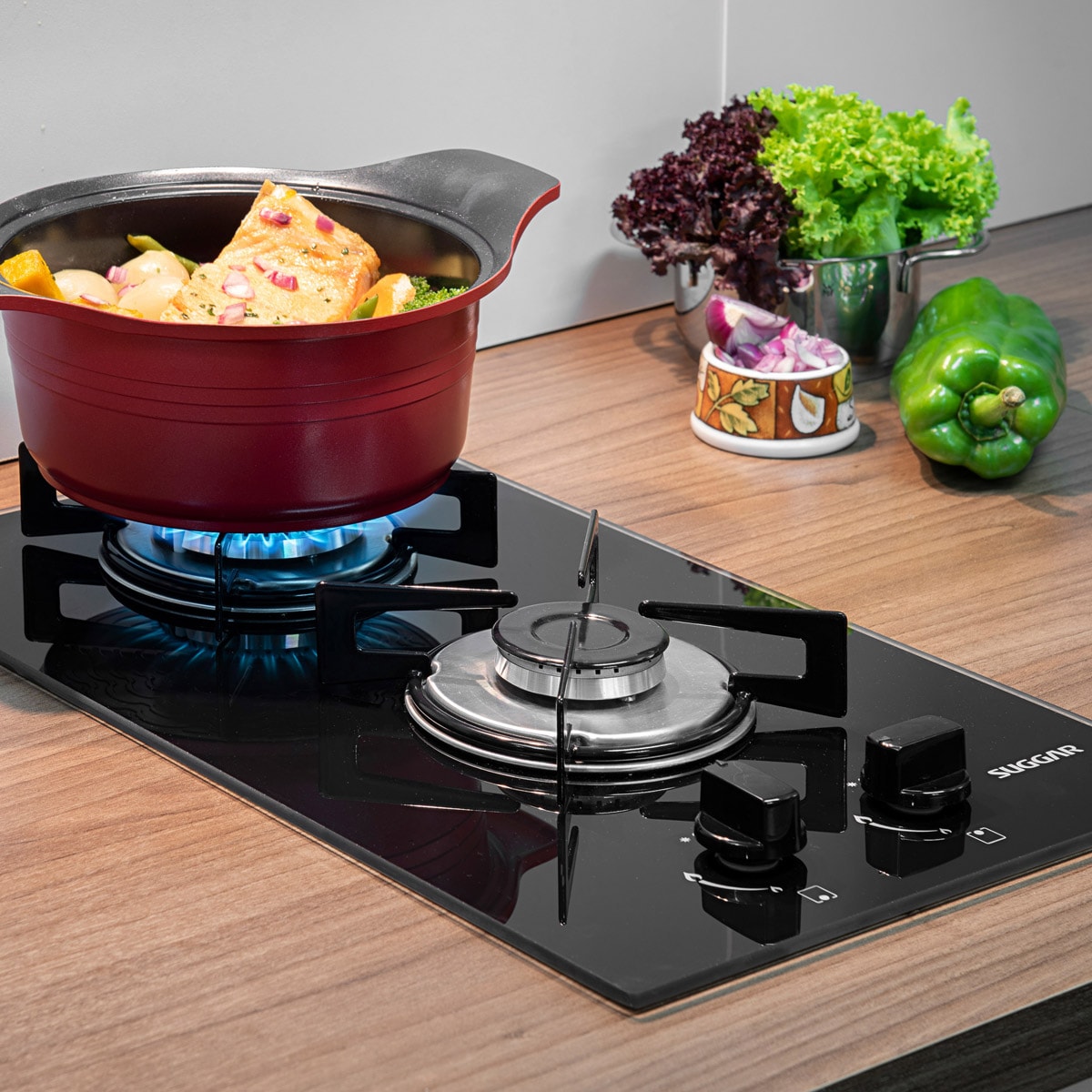 Fogão de Mesa Cooktop 2 Bocas Vidro Preto à Gás Suggar FG2002VP - 8d76fd4f-210d-4605-b1cb-bb16aa1a11fa