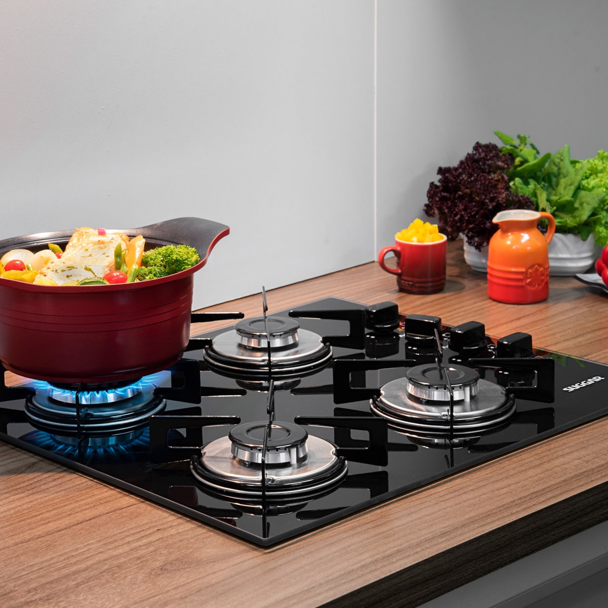 Fogão de Mesa Cooktop 4 Bocas Vidro Preto à Gás Suggar FG4004VP - Imagem principal - b9d38ff7-224b-4b90-9223-bff38da92e1e