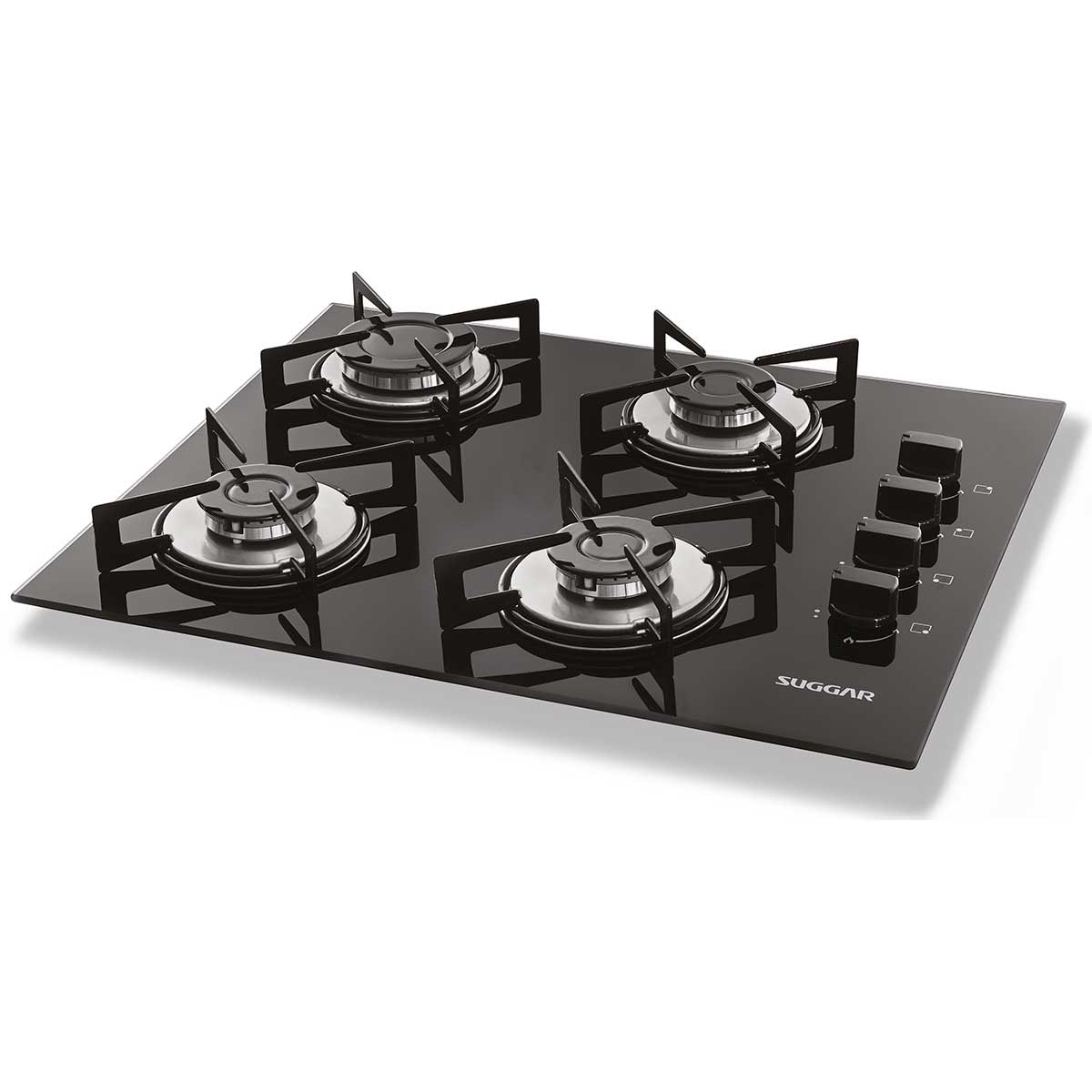 Fogão de Mesa Cooktop 4 Bocas Vidro Preto à Gás Suggar FG4004VP - Imagem principal - 5b43be83-202b-42b9-8483-95c4285d91e8