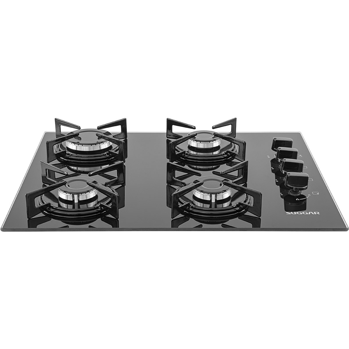 Fogão de Mesa Cooktop 4 Bocas Vidro Preto à Gás Suggar FG4004VP - Imagem principal - 9b56984a-af6f-49d0-9306-091ff37f1460