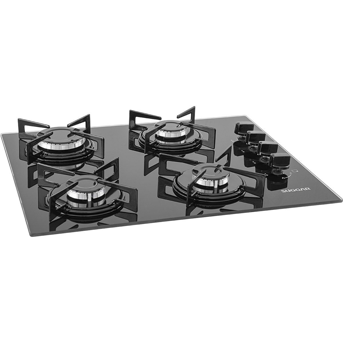 Fogão de Mesa Cooktop 4 Bocas Vidro Preto à Gás Suggar FG4004VP - Imagem principal - 89ff1811-7ee0-433e-9755-278fb10c251a