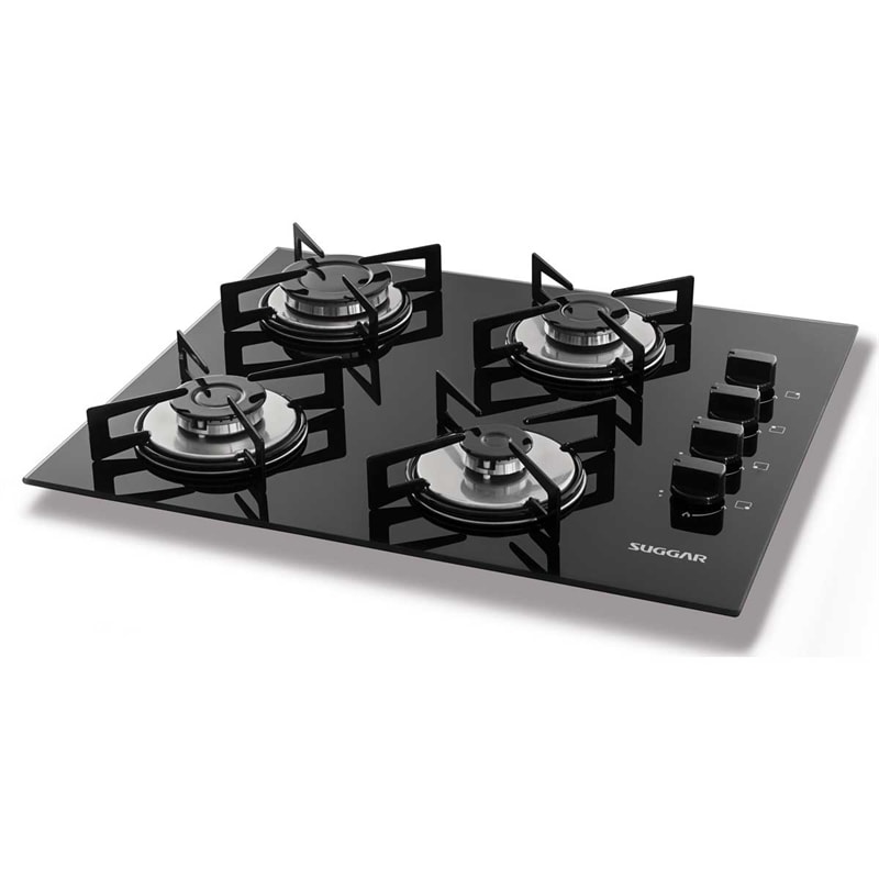 Cooktop ou Fogão de Mesa | 4 Queimadores - Vidro Preto | Suggar