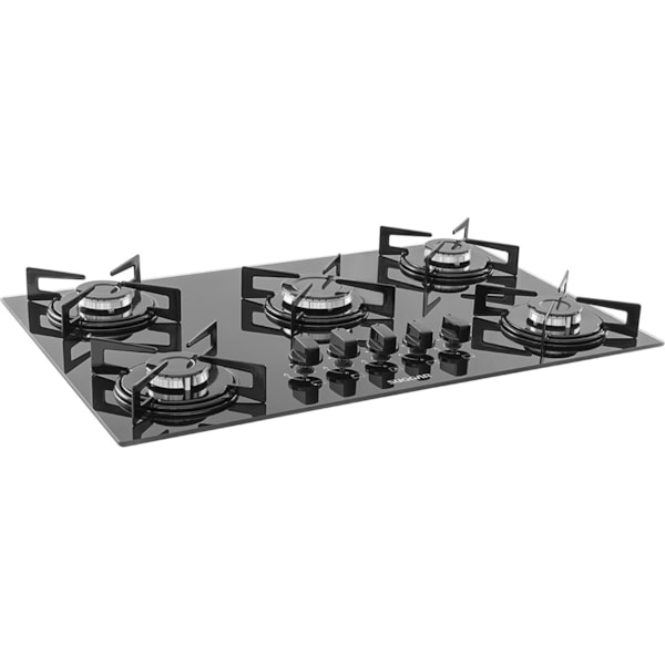 Fogão de Mesa Cooktop 5 Bocas Vidro Preto à Gás Suggar FG5005VP - Imagem principal - cbcc39f1-c9bc-4a21-899e-dfae6cde55e9