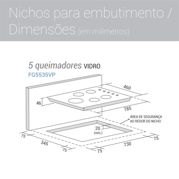 Fogão de Mesa Cooktop 5 Bocas Vidro Preto à Gás Suggar FG5535VP - Imagem principal - 17da43ec-4c4e-4fda-b325-3f688cc28e54