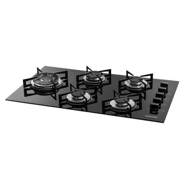 Fogão de Mesa Cooktop 5 Bocas Vidro Preto à Gás Suggar FG5535VP - Imagem principal - aa7f3356-b579-444b-be62-655674c71e62