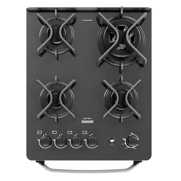 Fogão de Piso Best Grill mesa de vidro 4 queimadores Prata Suggar - Imagem principal - 272ab95e-7203-4fa5-ab50-69d97ce05859