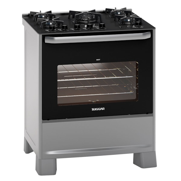 Fogão de Piso Best Grill mesa de vidro 5 queimadores Prata Suggar - Imagem principal - 27871c17-f341-4631-b130-de427cf8280f