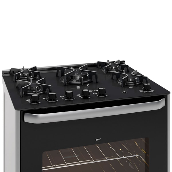 Fogão de Piso Best Grill mesa de vidro 5 queimadores Prata Suggar - Imagem principal - 3c9225a8-b56f-45d1-a90b-f39ba85fa40b