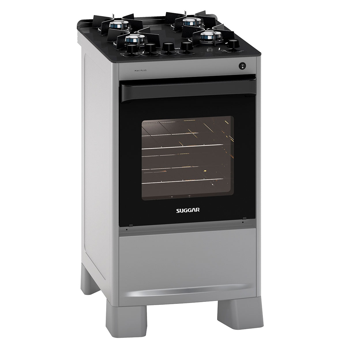 Fogão de Piso Max Plus mesa de vidro 4 Queimadores Prata Suggar - caf1ce63-2454-4481-ae61-d4c9e4644a01