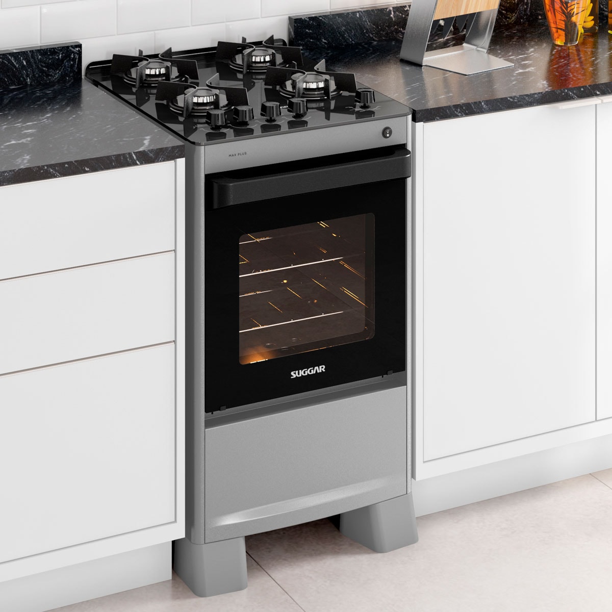 Fogão de Piso Max Plus mesa de vidro 4 Queimadores Prata Suggar - be49c729-1768-49cb-9ac2-0ab55543b9ac