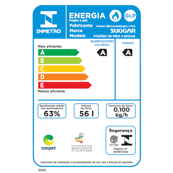 Fogão de Piso Max Plus mesa de vidro 4 Queimadores Suggar - Imagem principal - d80c4f94-3759-4702-a27c-efe4e979943d