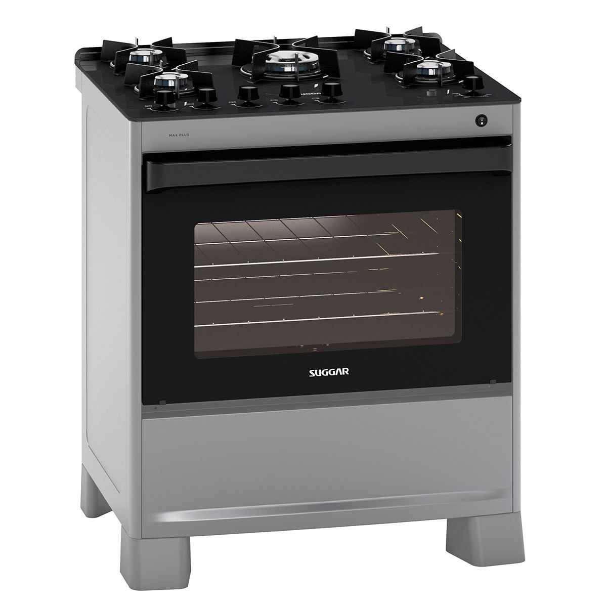 Fogão de Piso Max Plus mesa de vidro 5 queimadores Prata Suggar - e8347bde-6515-42f6-85f5-d63d61f5b6e6