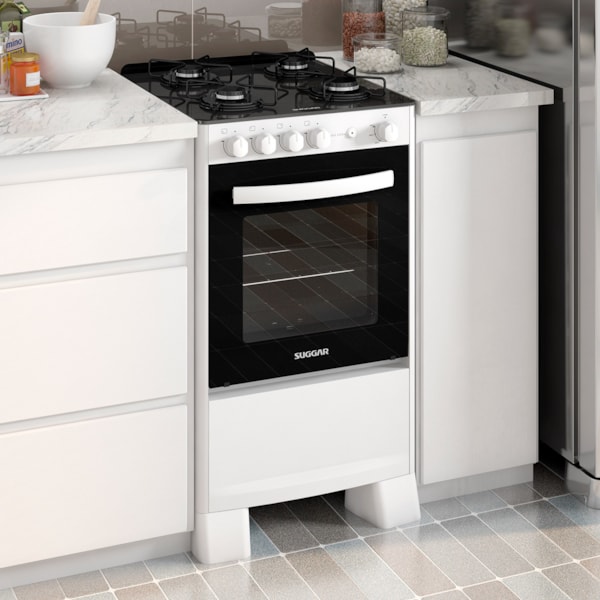 Fogão de Piso Neo Cook mesa de vidro 4 Queimadores Suggar - Imagem principal - 51f3e3f2-366c-4179-ac38-2021a03f4e82