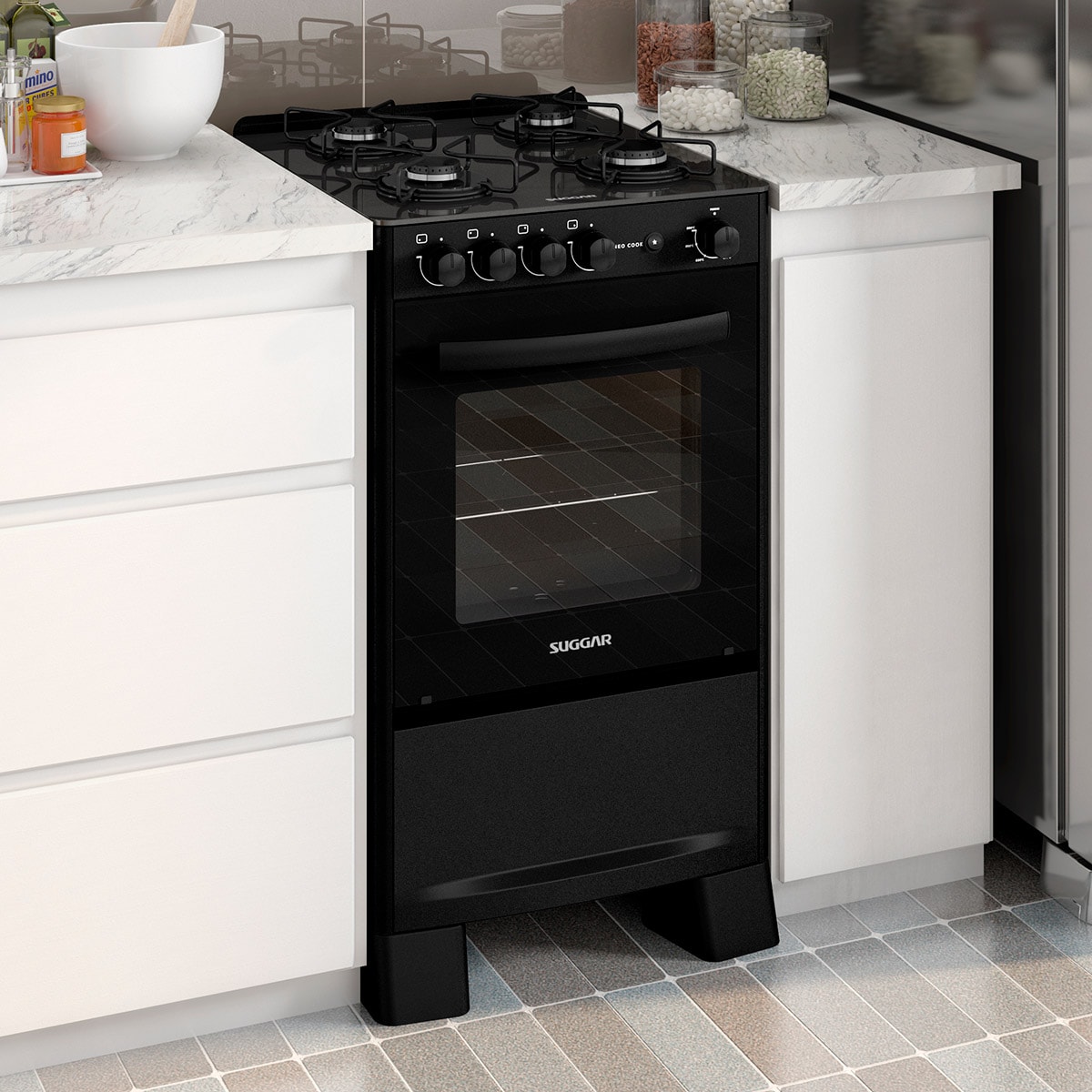 Fogão de Piso Neo Cook mesa de vidro 4 Queimadores Suggar - 27528d6d-2cac-457b-ac8f-f8e386173c0f